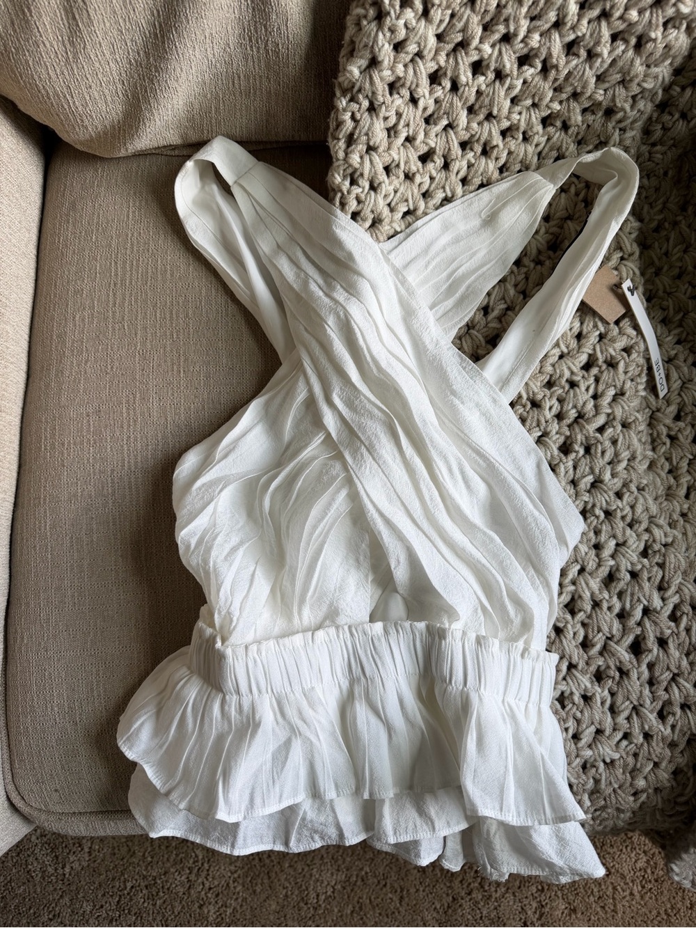 White Ruffled Sleeveless Women’s Dress